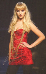 Jenny Packham Catwalk Edition Red Satin Strapless Dress