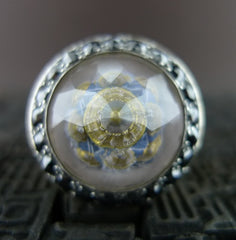 Sevan Bicakci 24K Gold Blue Mosque Dome Ring with Black and White Diamonds