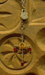 Sevan Bicakci 24K Yellow Gold, Oxidized Silver, Ruby and Diamond Cross Necklace with Locket