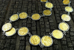 ARA 24K Collection Yellow Gold and Oxidized Silver Disc "Coin" Necklace