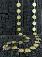 ARA 24K Collection Yellow Gold and Oxidized Silver Disc "Coin" Necklace