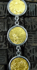 ARA 24K Collection Yellow Gold and Oxidized Silver Disc "Coin" Necklace