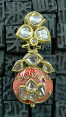 Amrapali Diamond and Coral Drop Earrings in 22K Yellow Gold