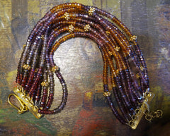 Churchill Private Label Multi Sapphire Strand Bracelet with 22K Yellow Gold Beads