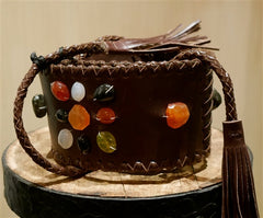 Orciani Brown Beaded Wide Belt