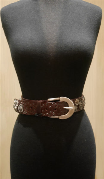 Orciani Studded Brown Leather Belt