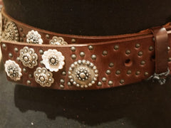 Orciani Studded Brown Leather Belt