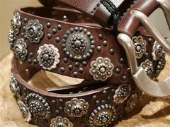 Orciani Studded Brown Leather Belt