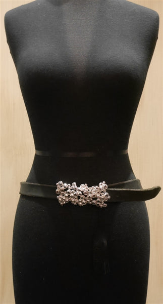 Orciani Sliver Jeweled Black Belt