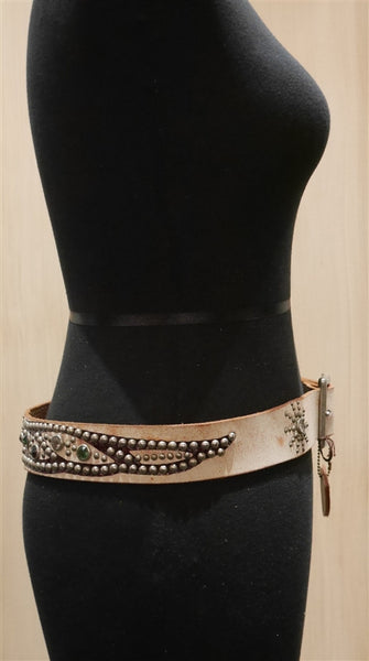 Hollywood Trading Company Beige Jewel Belt