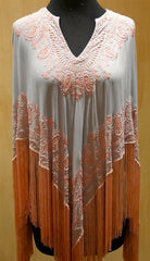 Tanja Pignatelli Silk Fringe Beaded Caftan Poncho