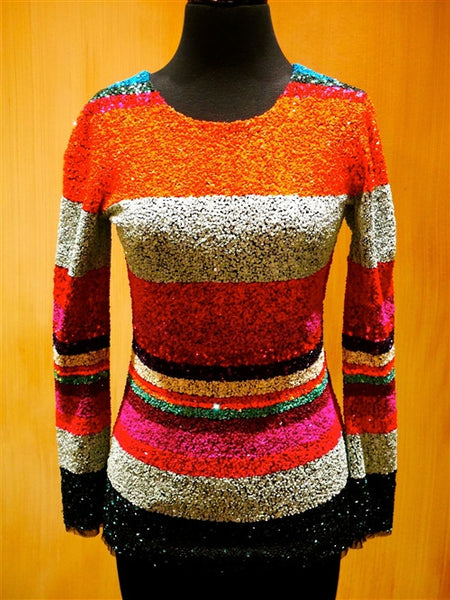 Manish Arora Mini Paillette Sequined Long Sleeve Top