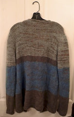 Gretchen Comly Brown And Blue Tie Front Handknit Sweater