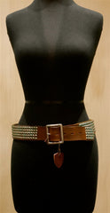 Hollywood Trading Company Teal Studded Brown Belt