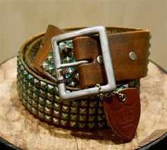 Hollywood Trading Company Teal Studded Brown Belt