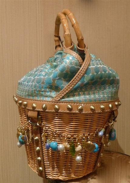 Rafe Basket Tote in Blue with Charms