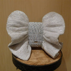 White & Gray Ribbon Candy Clutch Handbag by Joanna L'Huillier