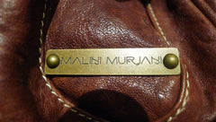 Malini Murjani Brown Leather Handbag with Chain