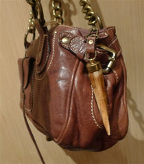 Malini Murjani Brown Leather Handbag with Chain