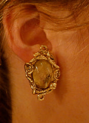 Robert Goossens of Paris Gilded Bronze and Crystal Earclips