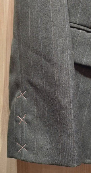 Mr. Winter Charcoal Pinstripe Boyfriend Blazer with Sterling Silver Charms on Lapel