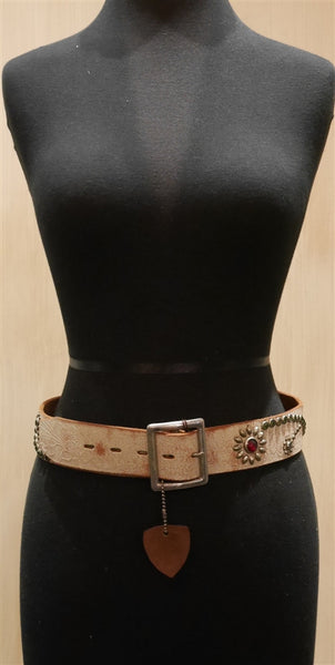 Hollywood Trading Company Beige Jewel Studded Belt