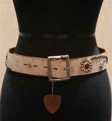 Hollywood Trading Company Beige Jewel Studded Belt