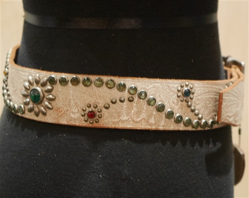 Hollywood Trading Company Beige Jewel Studded Belt