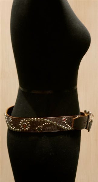 Hollywood Trading Company Brown Jewel Studded Belt