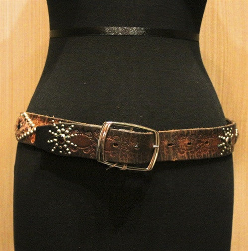 B-Low the Belt Studded Western Belt with Leopard Insets and Crystals
