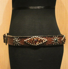 B-Low the Belt Studded Western Belt with Leopard Insets and Crystals