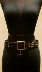 Hollywood Trading Company Brown 3 Row Studded Belt