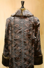 James Coviello Brocade Opera Coat with Faux Fur Collar and Cuffs