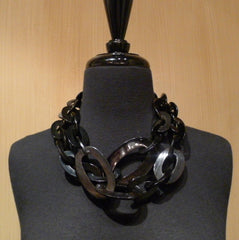 Monies Black Oval Link Chain Necklace