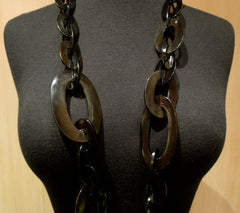 Monies Black Oval Link Chain Necklace