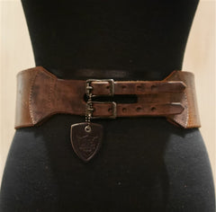 Hollywood Trading Company Wide Brown Leather Belt