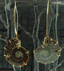 Melissa Joy Manning 14K Yellow Gold Ammonite Earrings