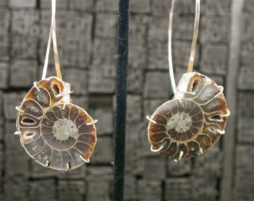 Melissa Joy Manning 14K Yellow Gold Ammonite Earrings