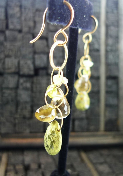 Melissa Joy Manning Mixed Gemstone Drop Earrings in 14K Yellow Gold