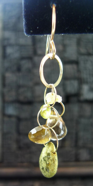 Melissa Joy Manning Mixed Gemstone Drop Earrings in 14K Yellow Gold