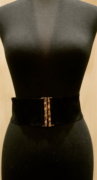 B-Low The Belt Suede Black Belt with Gold Buckle