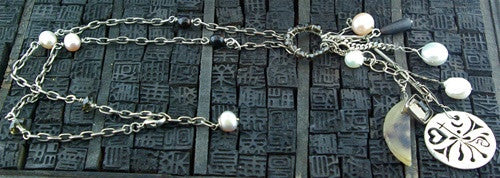 Beth Orduna Charm Necklace with Pearls, Smoky Topaz