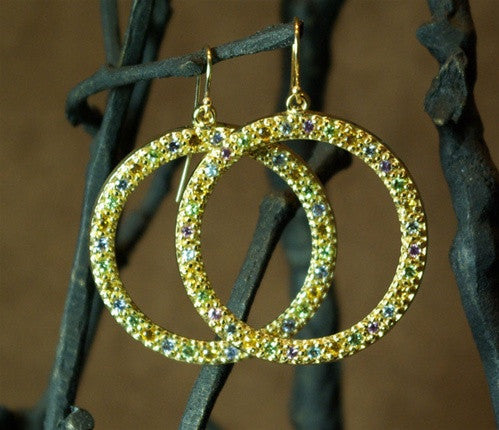 Emily & Ashley Green (Greenbeads) Multi-Sapphire Circle Hoop Earrings