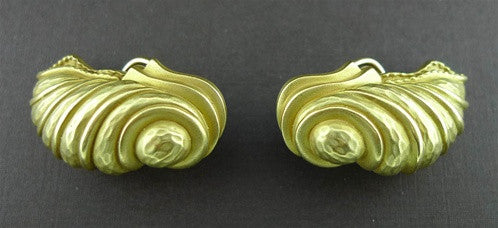 Estate Barry Kieselstein Cord Omega Clip Earrings in 18K Yellow Gold