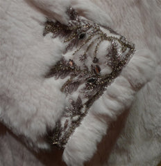 Adrienne Landau Crystal Embellished White Rex Fur Jacket