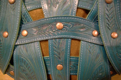 Leaders in Leather Turquoise and Brown Handbag