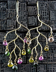 Amrapali 22K Yellow Gold and Multi Colored Tourmaline Earrrings