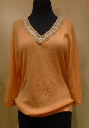 Armand Diradourian Cashmere Sweater with Wooden Bead Embellishment