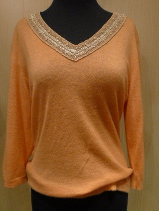 Armand Diradourian Cashmere Sweater with Wooden Bead Embellishment