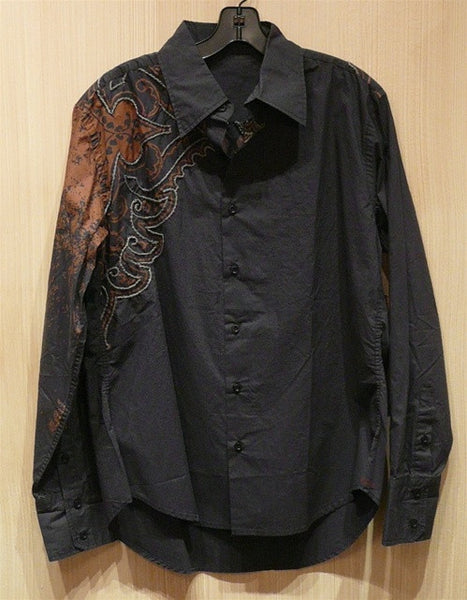 Raw 7 "Rain" Button Up Shirt with Embroidered Shoulder and Yoke of Back